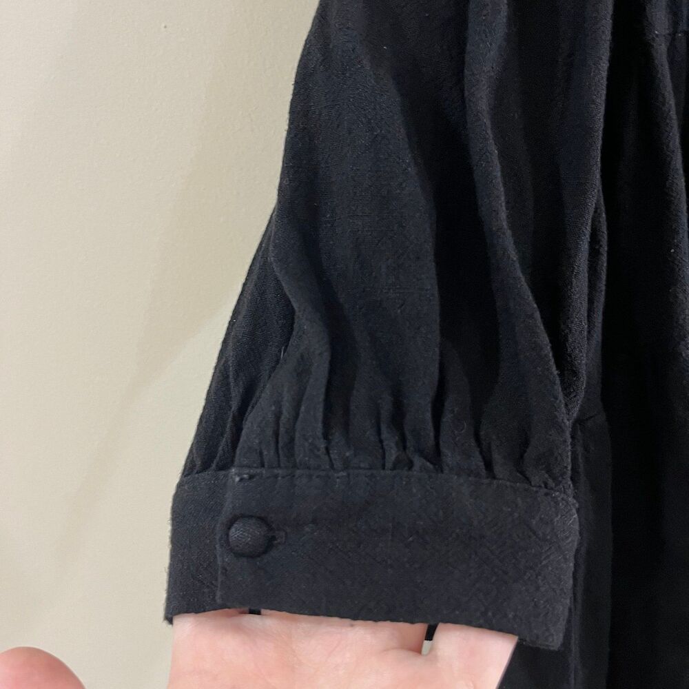 Umgee Black Tiered Mini Dress Raw Hem Linen Blend size Small - Picture 3 of 6